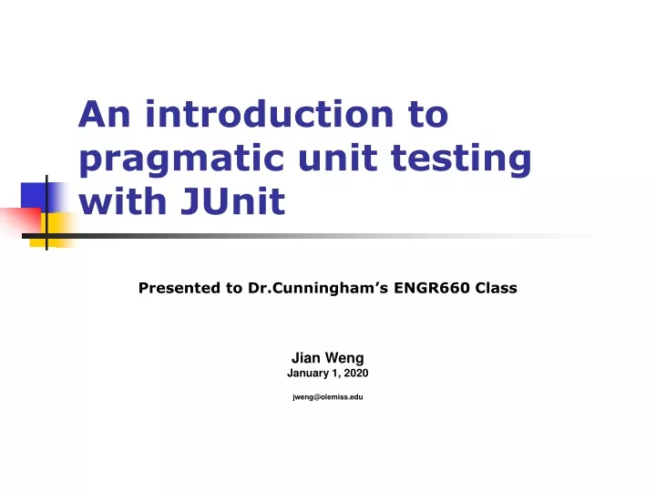 an introduction to pragmatic unit testing with junit