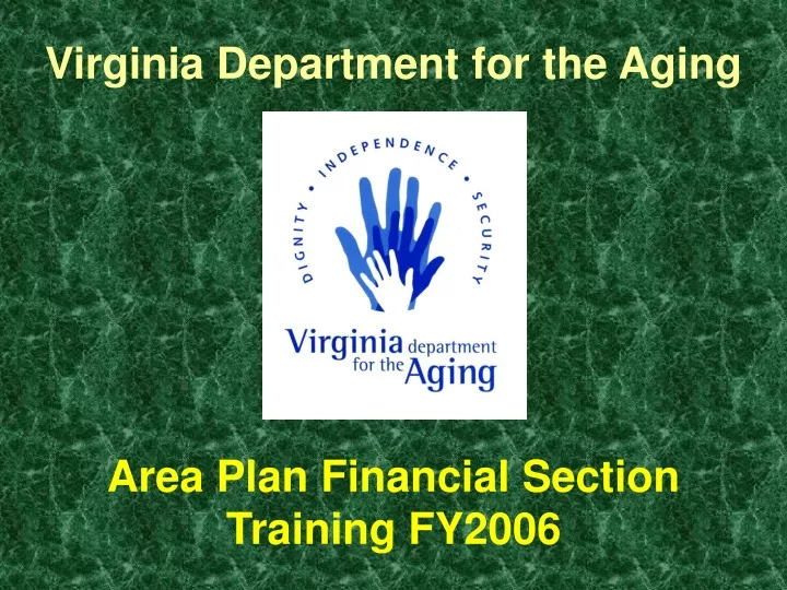 area plan financial section training fy2006