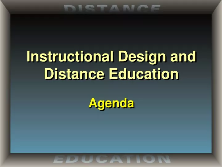 instructional design and distance education