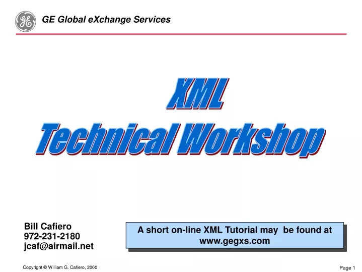 xml technical workshop