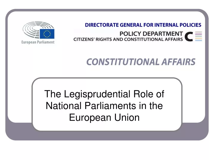 the legisprudential role of national parliaments