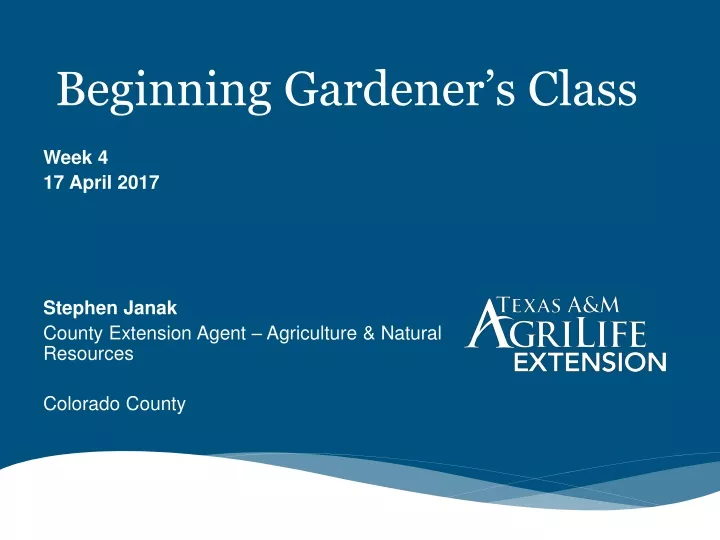 beginning gardener s class