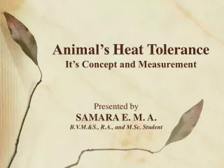 Animal’s Heat Tolerance  It’s Concept and Measurement