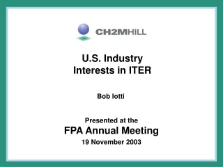 U.S. Industry Interests in ITER