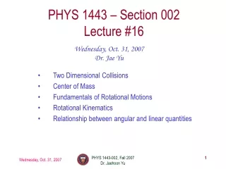 PHYS 1443 – Section 002 Lecture #16