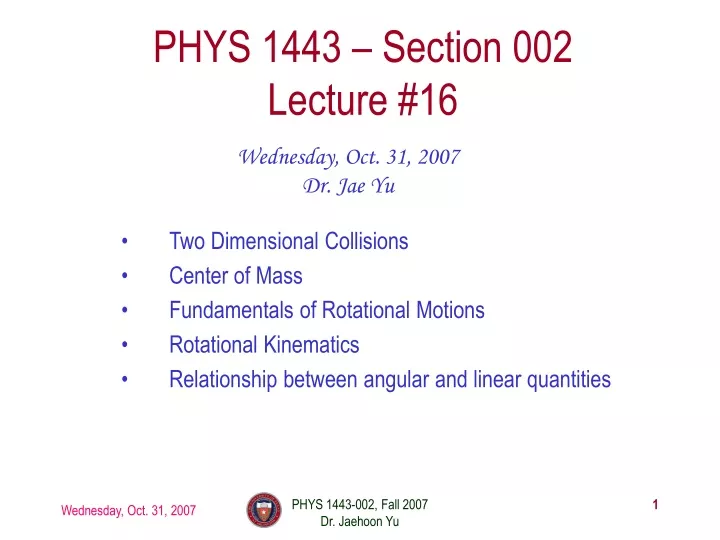 phys 1443 section 002 lecture 16
