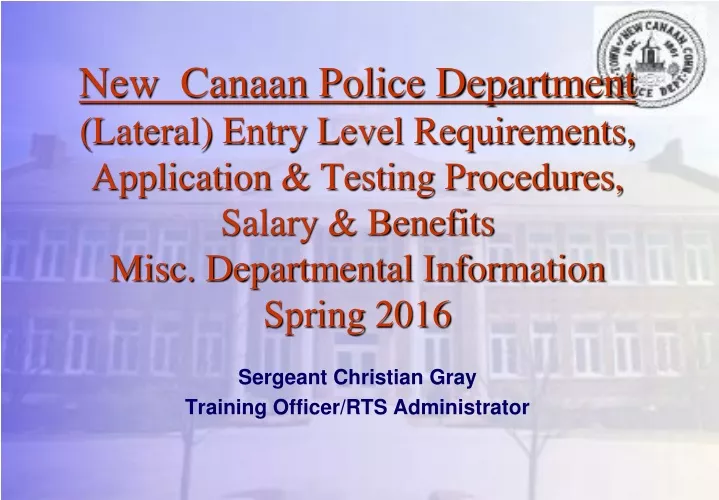 new canaan police department lateral entry level