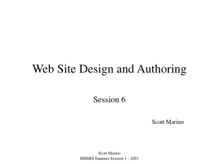 Web Site Design and Authoring