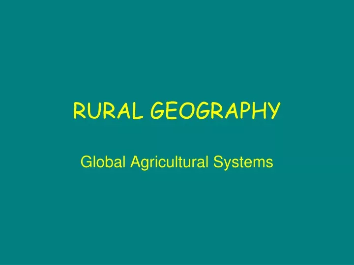 rural geography