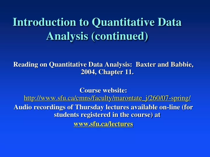 introduction to quantitative data analysis continued