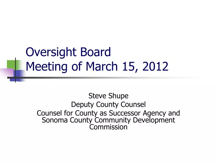 oversight board meeting of march 15 2012