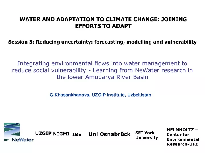 water and adaptation to climate change joining