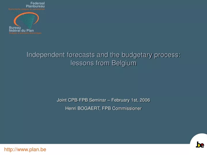 independent forecasts and the budgetary process lessons from belgium