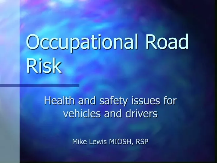 occupational road risk