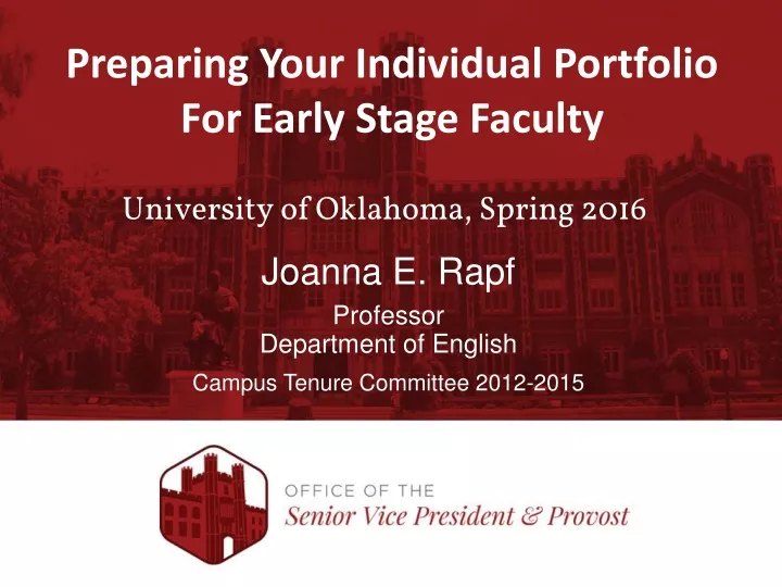 preparing your individual portfolio for early stage faculty