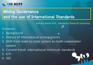 Mining Governance and the use of International Standards