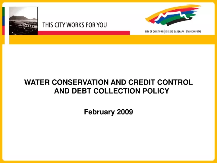 water conservation and credit control and debt