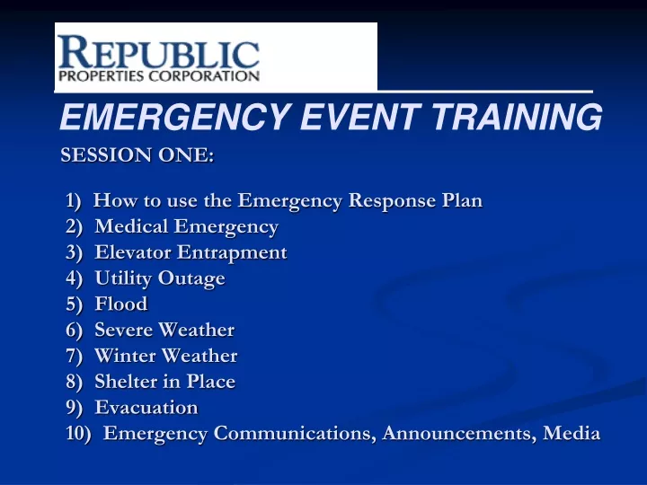 session one 1 how to use the emergency response