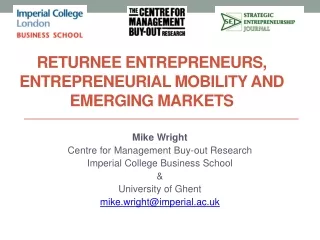 Returnee entrepreneurs, Entrepreneurial Mobility and emerging markets
