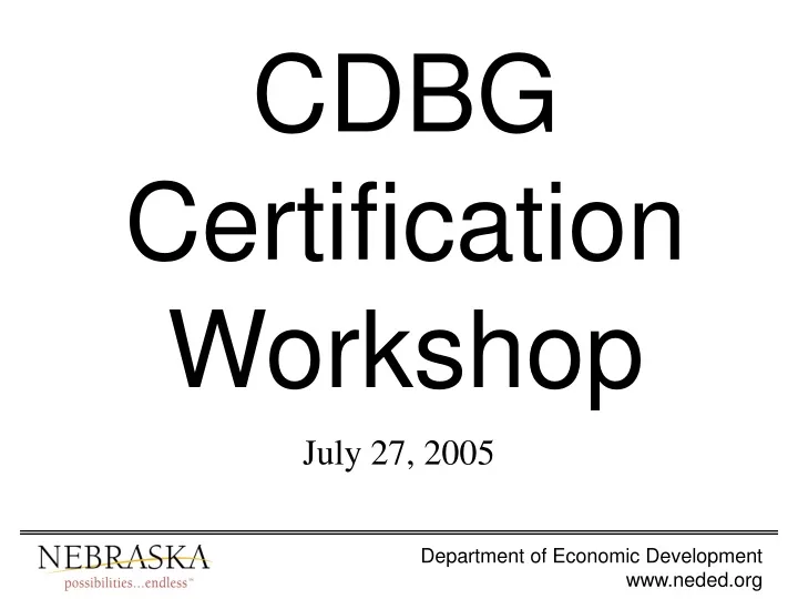 cdbg certification workshop