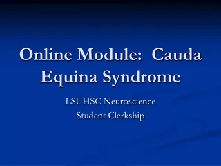 Online Module:  Cauda Equina Syndrome