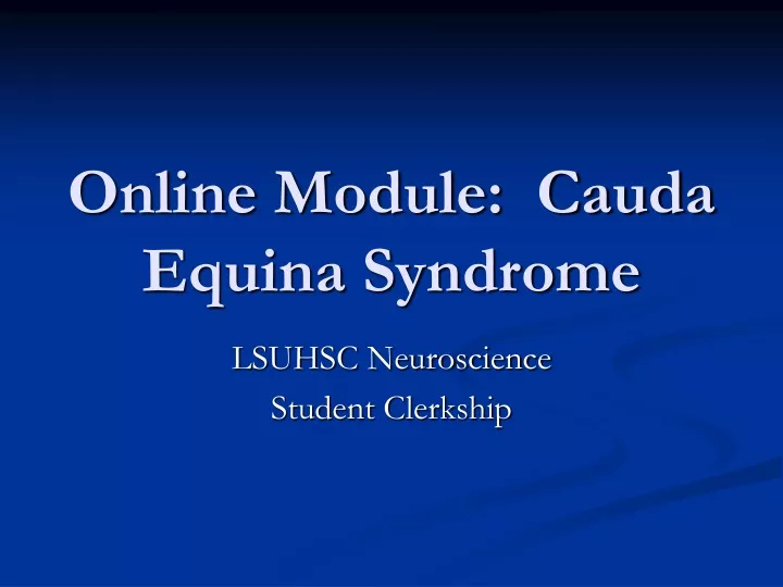 online module cauda equina syndrome