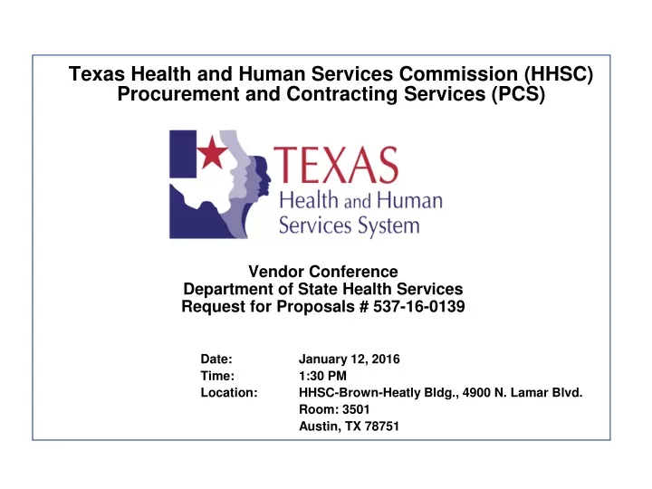 texas health and human services commission hhsc procurement and contracting services pcs