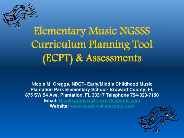 elementary music ngsss curriculum planning tool ecpt assessments