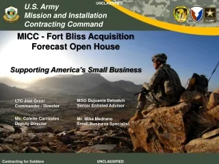 MICC - Fort Bliss Acquisition Forecast Open House Supporting America’s Small Business
