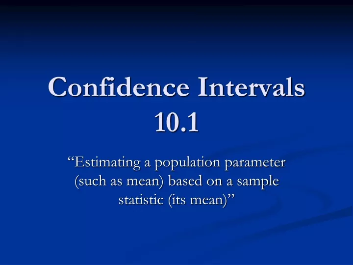 confidence intervals 10 1