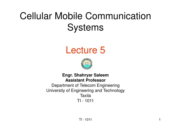 cellular mobile communication systems lecture 5