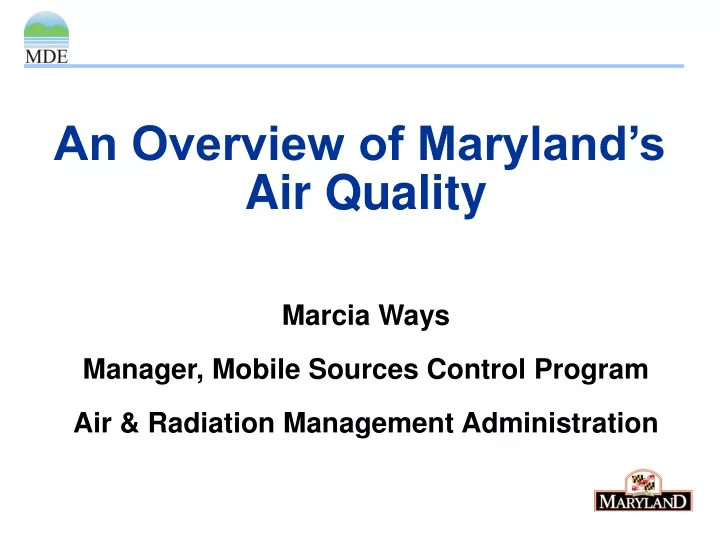 an overview of maryland s air quality