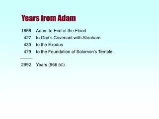 1656	Adam to End of the Flood 6    427	to God’s Covenant with Abraham    430	to the Exodus