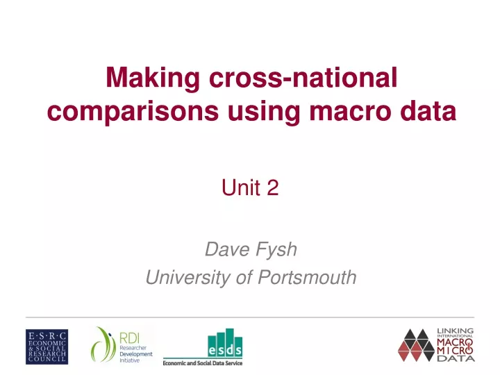 making cross national comparisons using macro data