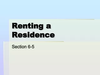 Renting a Residence