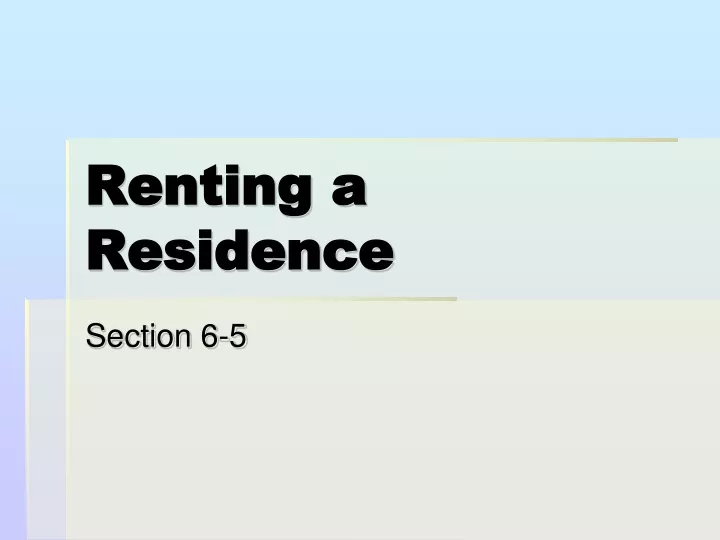 renting a residence