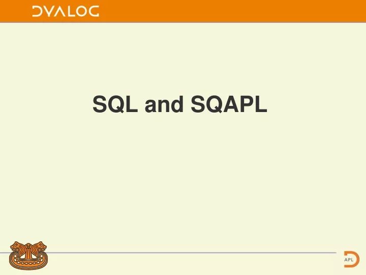 sql and sqapl