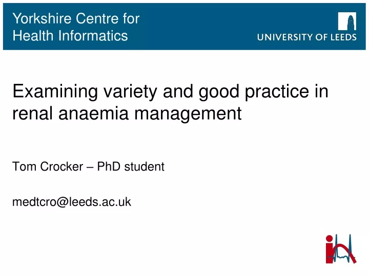 examining variety and good practice in renal anaemia management