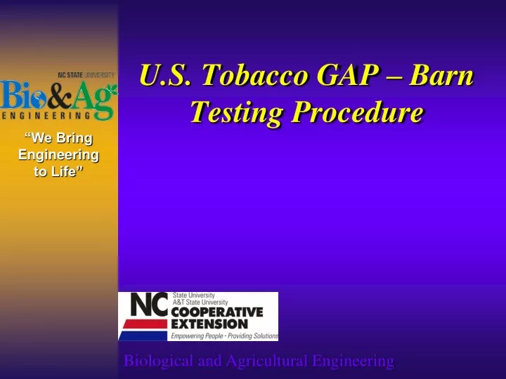 u s tobacco gap barn testing procedure