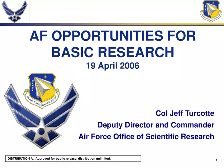 col jeff turcotte deputy director and commander air force office of scientific research