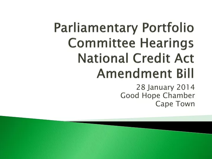 parliamentary portfolio committee hearings national credit act amendment bill
