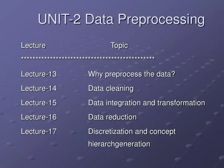 unit 2 data preprocessing