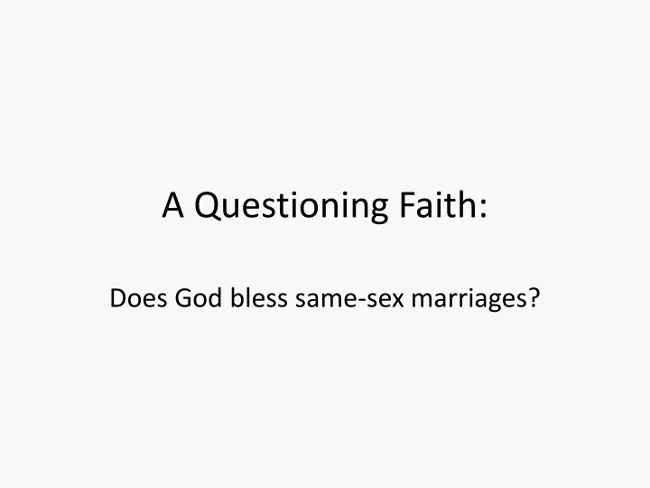 a questioning faith