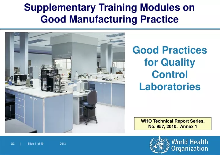 supplementary training modules on good