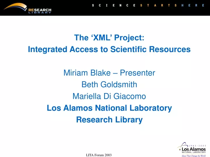 the xml project integrated access to scientific