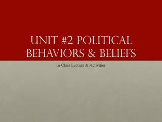 Unit #2 Political Behaviors &amp; Beliefs