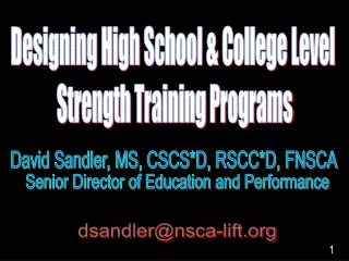Designing High School &amp; College Level  Strength Training Programs