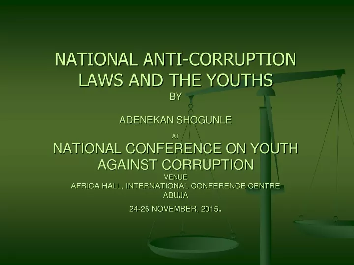 national anti corruption laws and the youths