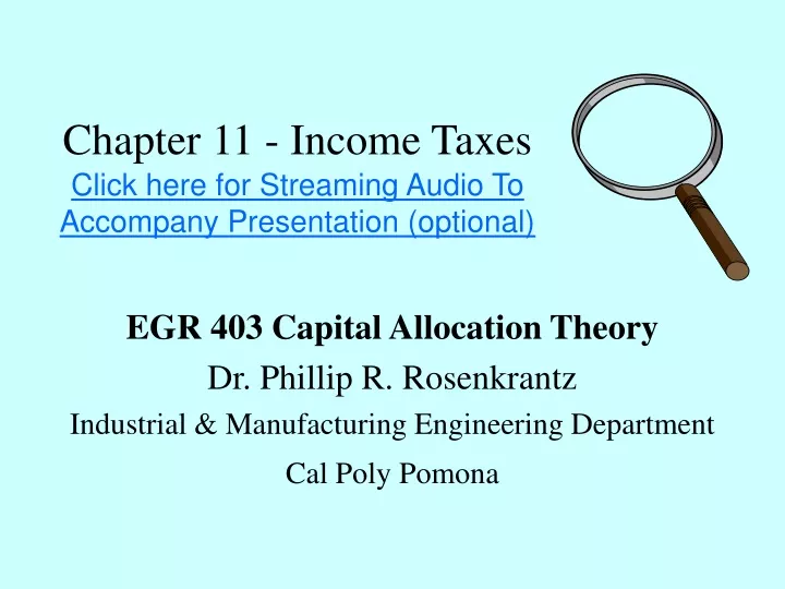 chapter 11 income taxes click here for streaming audio to accompany presentation optional