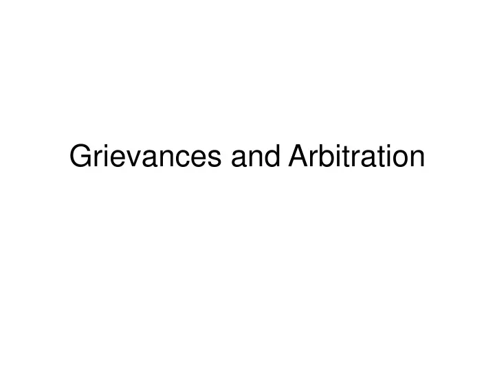 grievances and arbitration